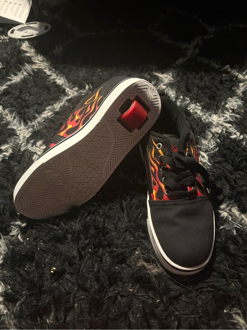 Heelys Black Kids Sneakers with Red & Yellow Flame Design